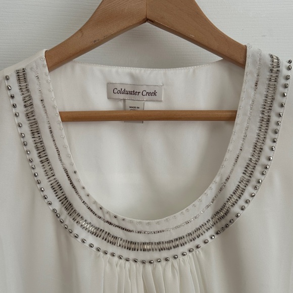 Coldwater Creek White Beaded Blouse - Picture 6 of 7